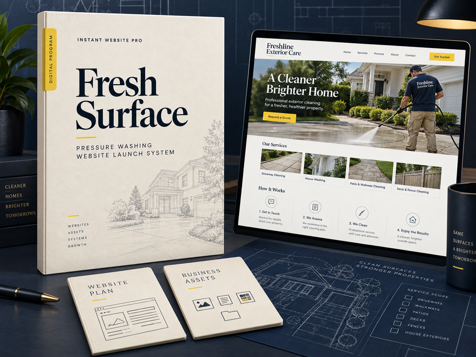 Fresh Surface by Instant Website Pro. Pressure Washing digital website program cover.