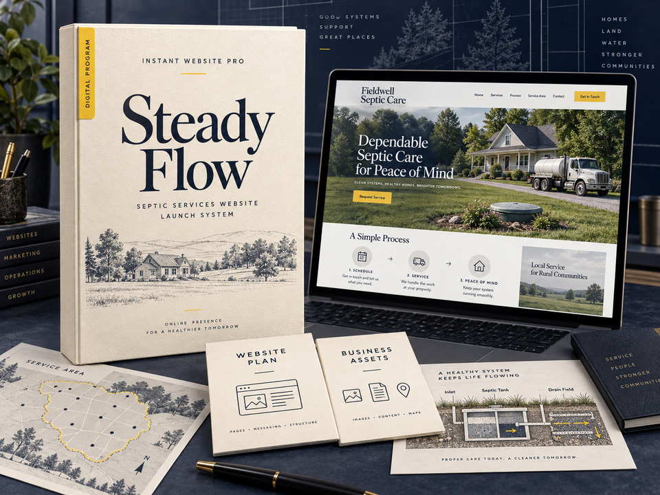 Steady Flow by Instant Website Pro. Septic Services digital website program cover.