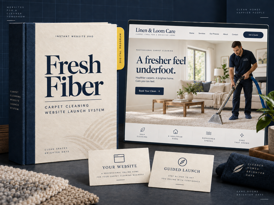 Instant Website Pro Fresh Fiber digital program cover for Carpet Cleaning