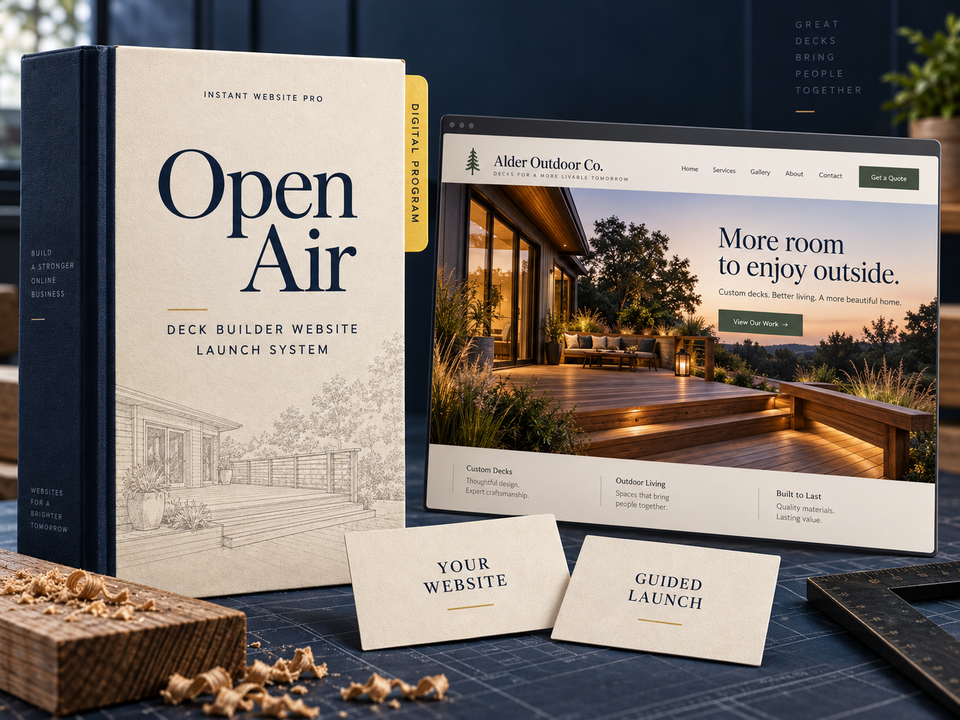 Instant Website Pro Open Air digital program cover for Deck Builder