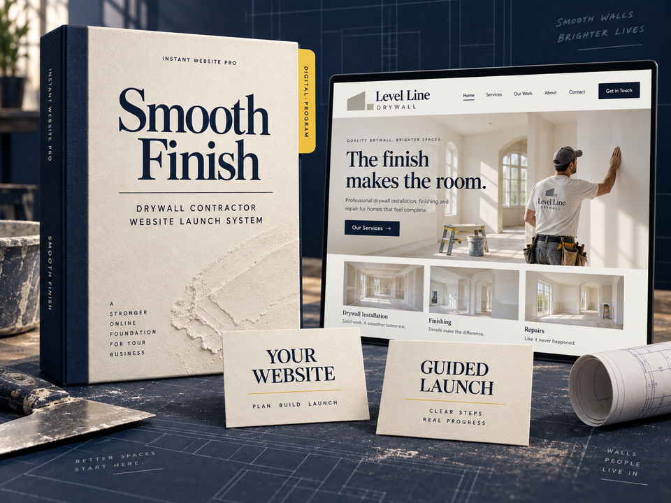 Instant Website Pro Smooth Finish digital program cover for Drywall Contractor